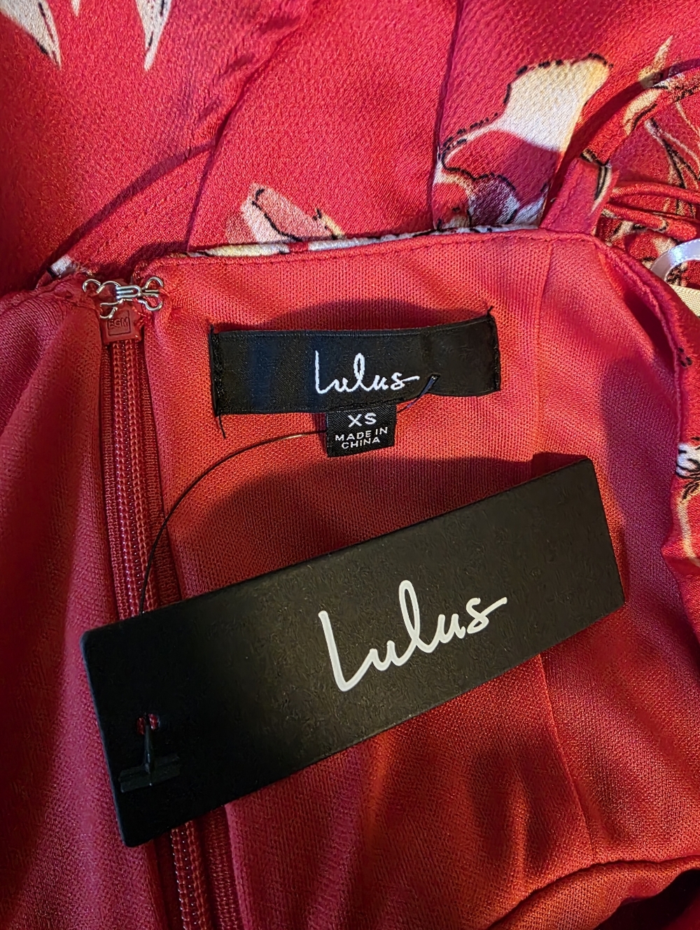 Lulus My Favorite Day Red Floral Print Faux-Wrap Tulip Skirt Midi Dress XS NWT! - Picture 9 of 11